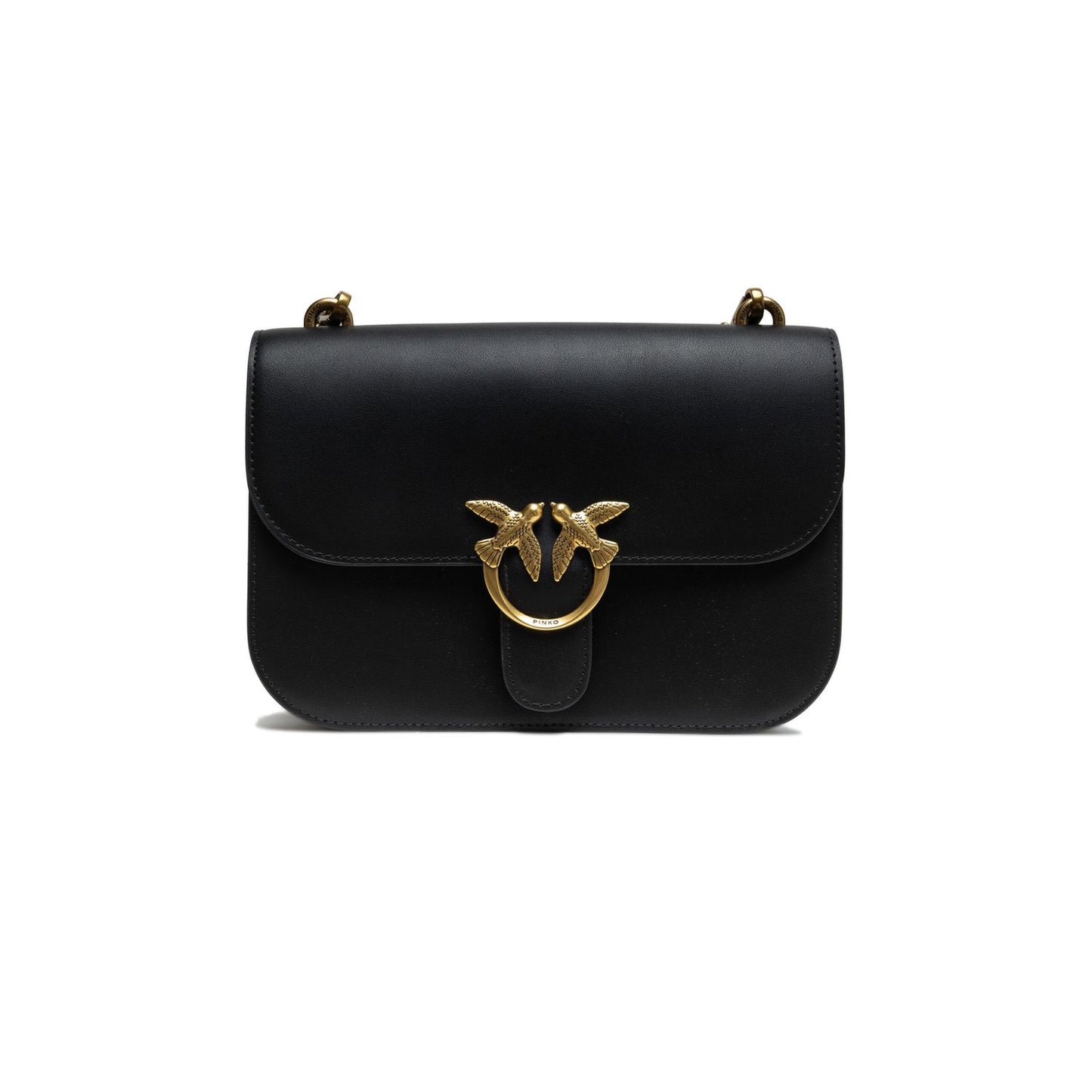 PINKO Black Leather Love Bell Classic Shoulder Bag