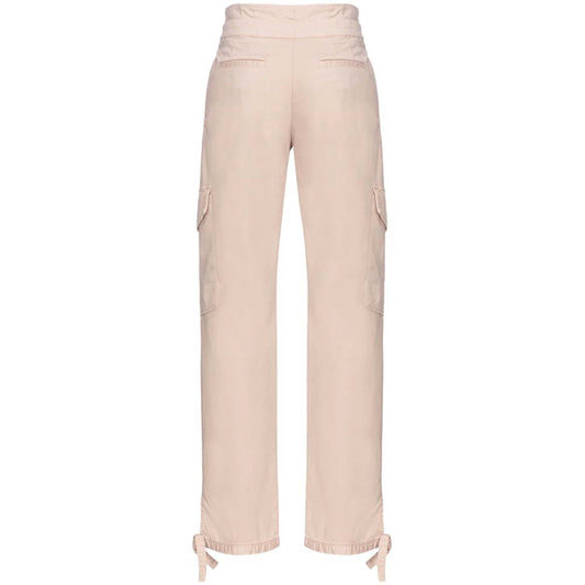 PINKO Pink Cotton Jeans & Pant with cargo pockets, ribbon belt, two-button fastening, and zip, perfect for casual wear.