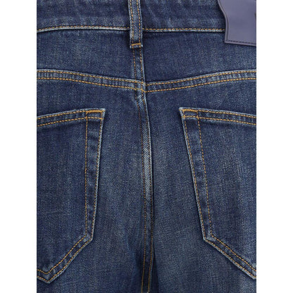 Back view of PT Torino Blue Cotton Slim Fit Jeans showcasing classic five-pocket design and detailed stitching.