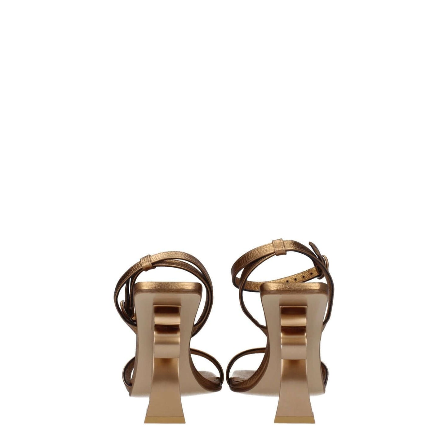 Palm Angels Gold Leather Platform Sandals