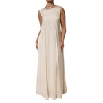 Peserico Beige Viscose Pleated Sleeveless Long Maxi Dress, made in Italy, elegant design, flawless tailoring, perfect for any occasion.