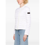 Peuterey Coats White nylon down jacket with two-way zip and crew neck, side pockets, logo patch on sleeve, modeled in size 40 IT.