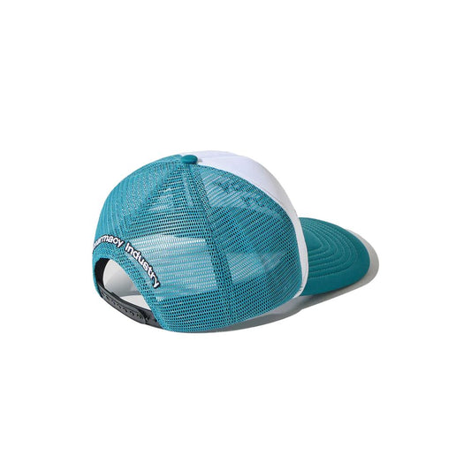 Pharmacy Industry Green Polyester Hat with mesh back and logo embroidery, adjustable closure for a customized fit.