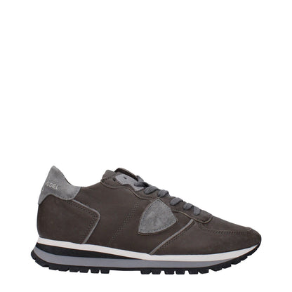 Philippe Model Gray Leather Sneakers