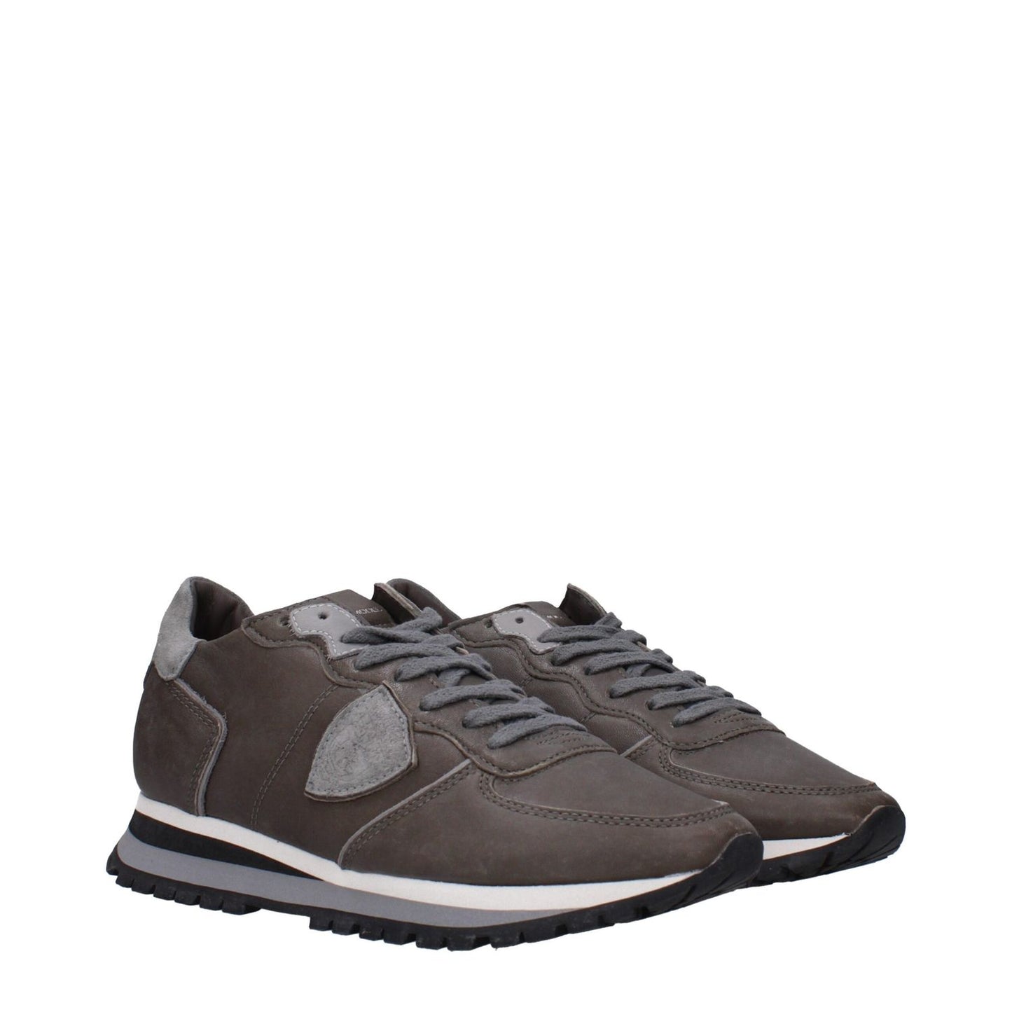 Philippe Model Gray Leather Sneakers