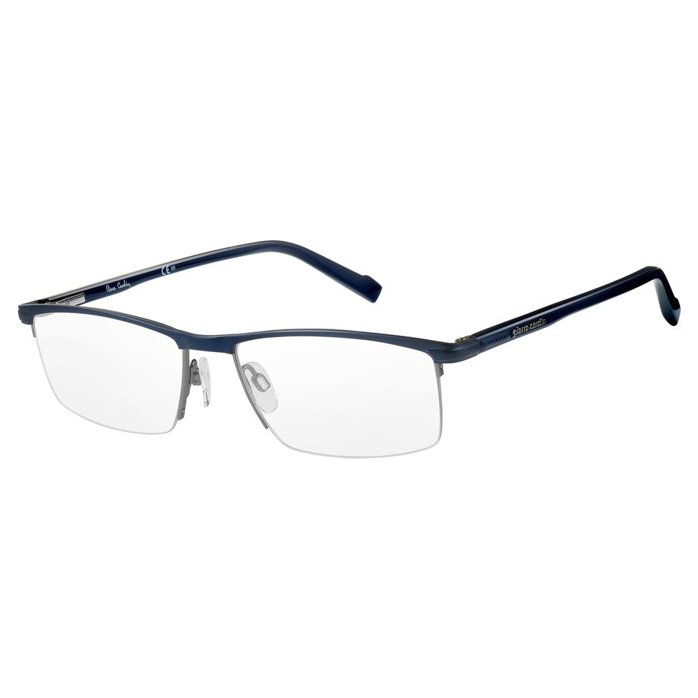 Pierre Cardin Blue Metal Frames, men's eyewear, model P.C.-6853-PJP, 55/17/145 mm, sleek design, lightweight blue metal construction.