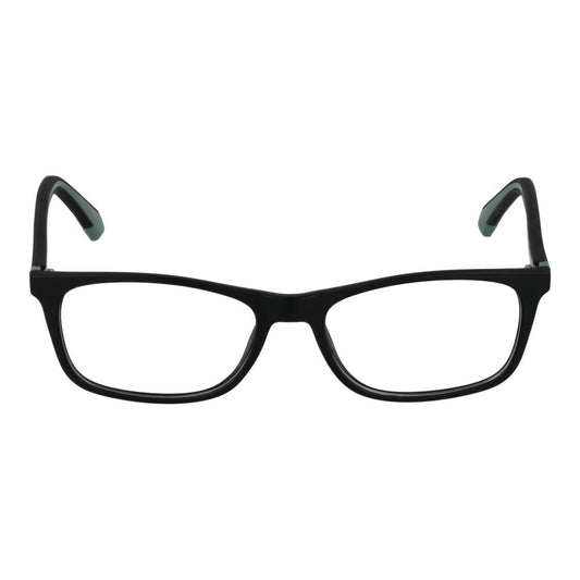 Polaroid Black Men Glasses Frame, full-rim rectangle style, black polyamide material, demo lenses, size 54-17-145.