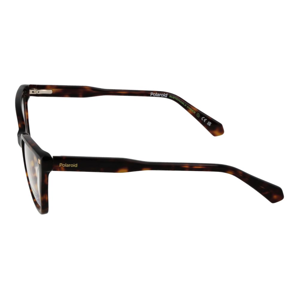 Side view of Polaroid Brown Women Glasses Frame in cat eye style with eco acetate full-rim and demo lenses