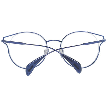Police Blue Metal & Plastic Glasses (Frames) with blue full-rim butterfly style for women, size 50-19-135.