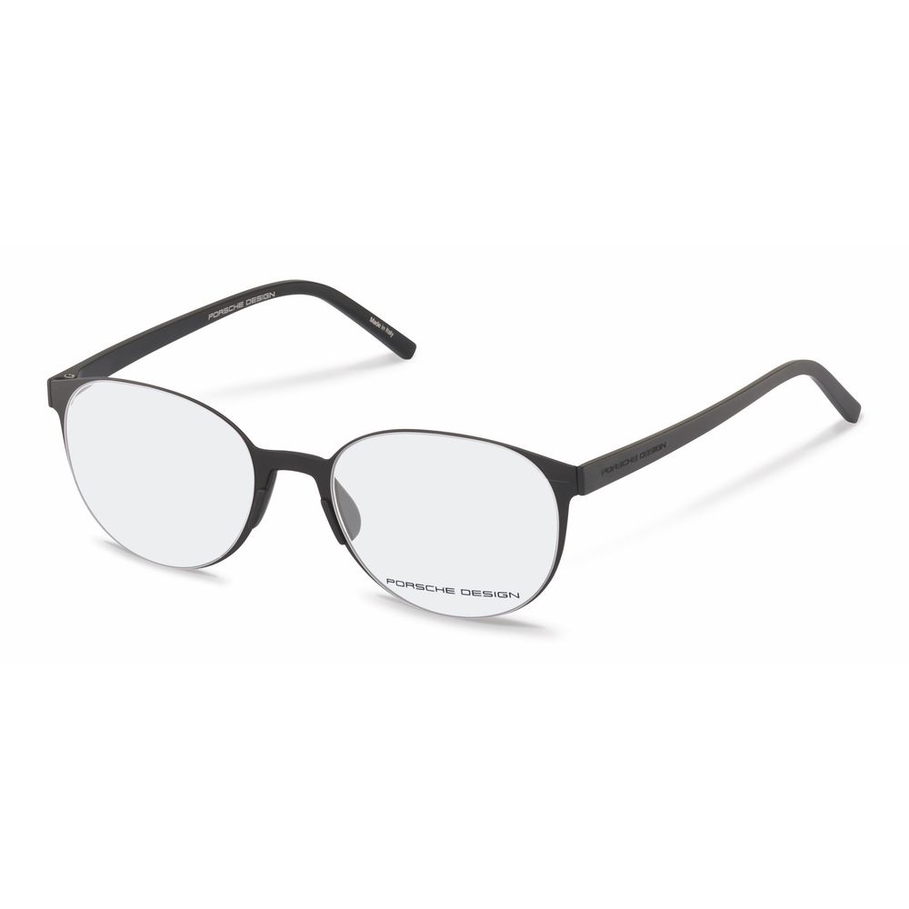 Porsche Design Black Acetate Frames, men's glasses P8312-E, 53/19/145 mm, black color, manufactured in Italy, side view.