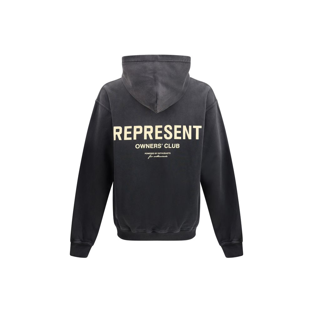 Represent Black Cotton Sweatshirt with Owners Club graphics and adjustable hood
