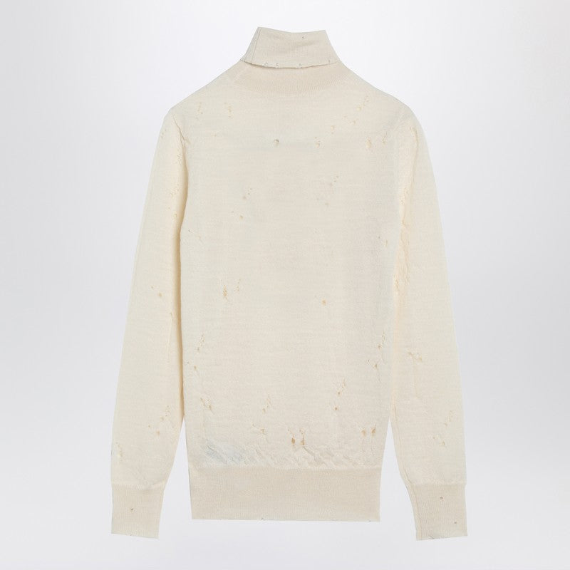MM6 Maison Margiela Distressed turtleneck sweater with Numeric Signature S52HA0299M13134/R_MM6-103_323