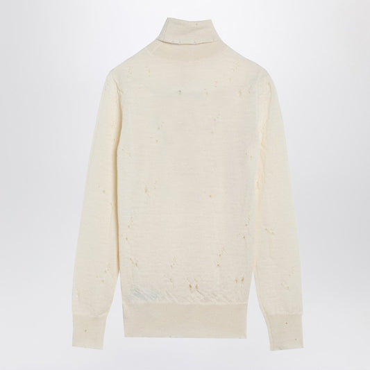 MM6 Maison Margiela Distressed turtleneck sweater with Numeric Signature S52HA0299M13134/R_MM6-103_323