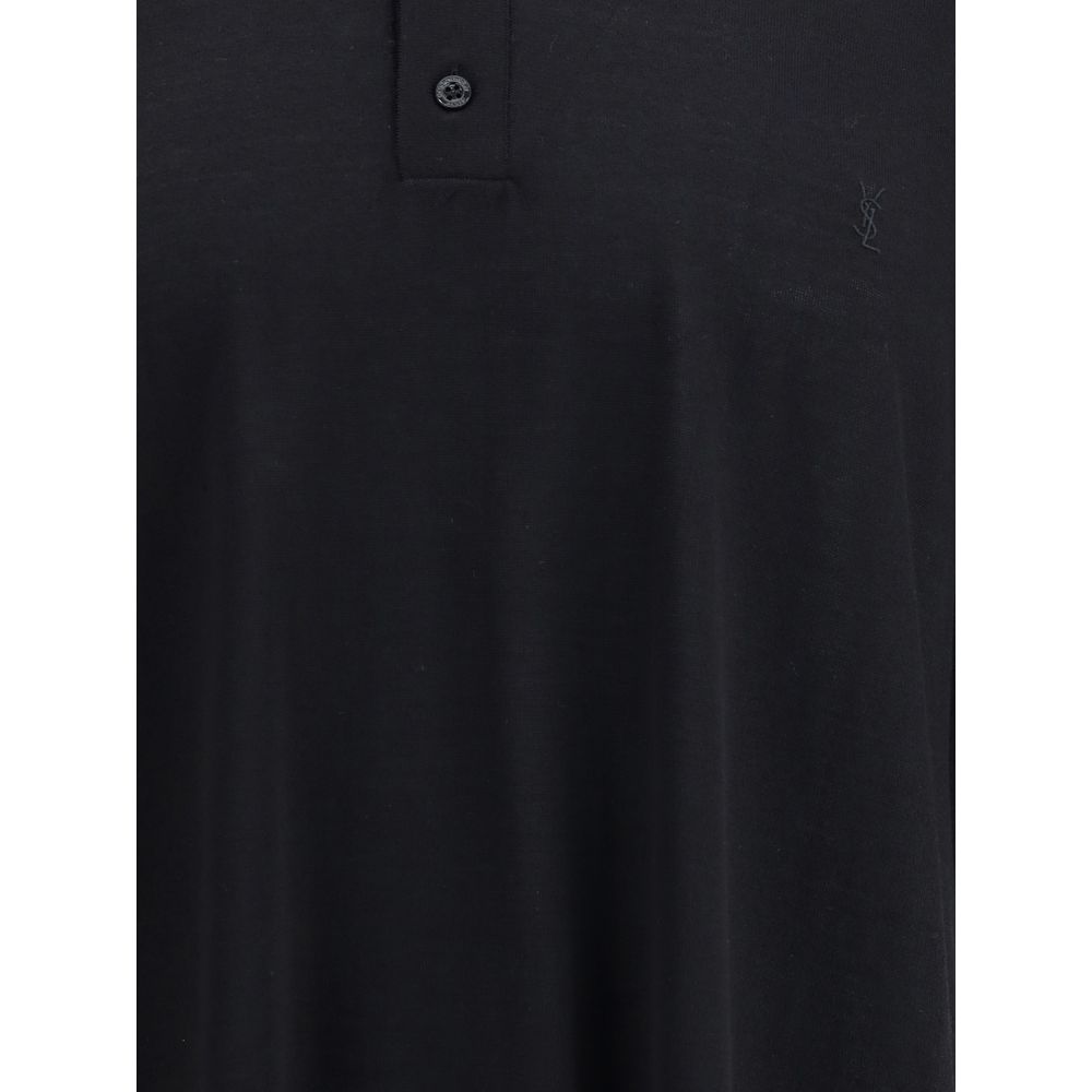 Saint Laurent Black Wool Polo Shirt