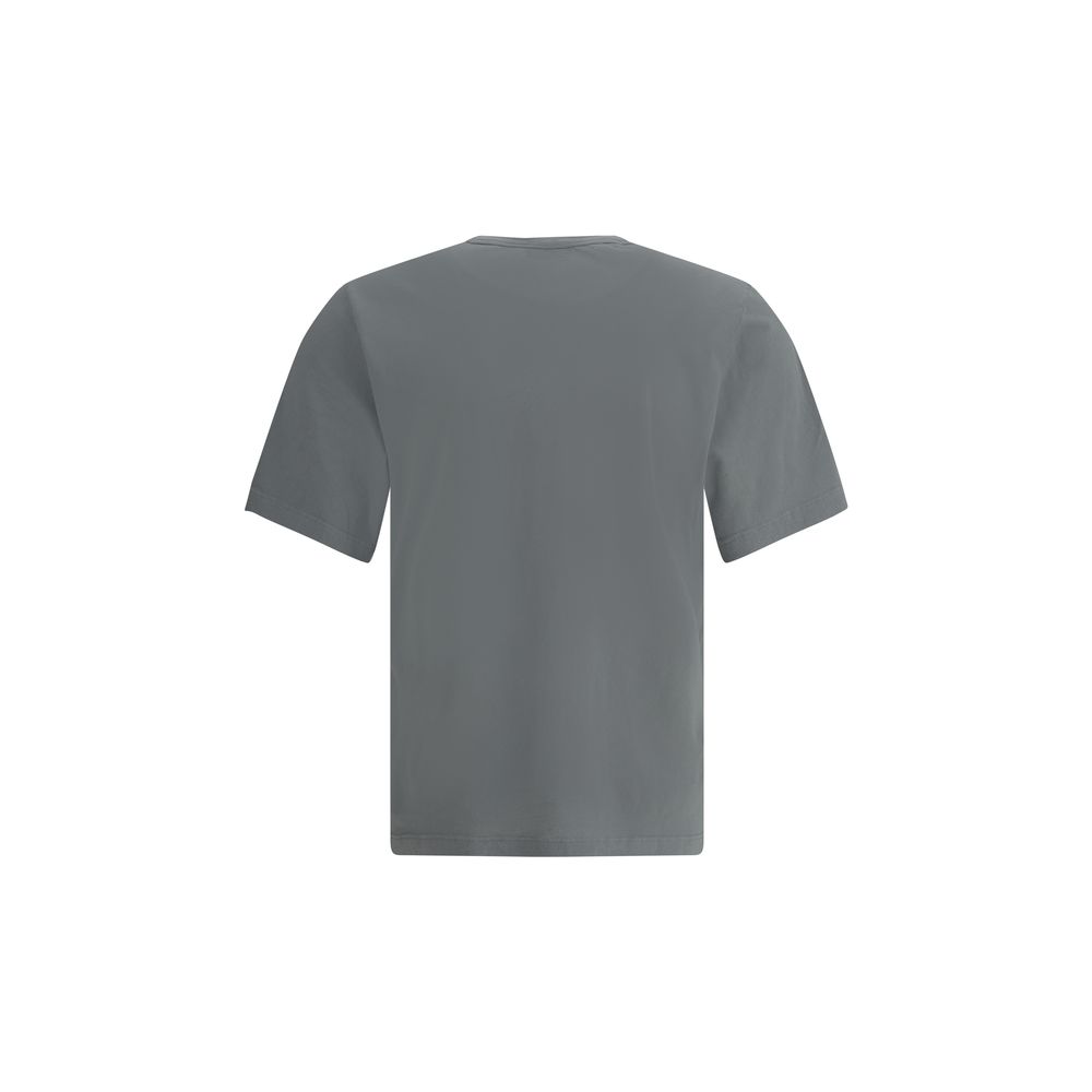 Back view of Saint Laurent Green Cotton T-Shirt with minimalist design and ribbed crew neck.