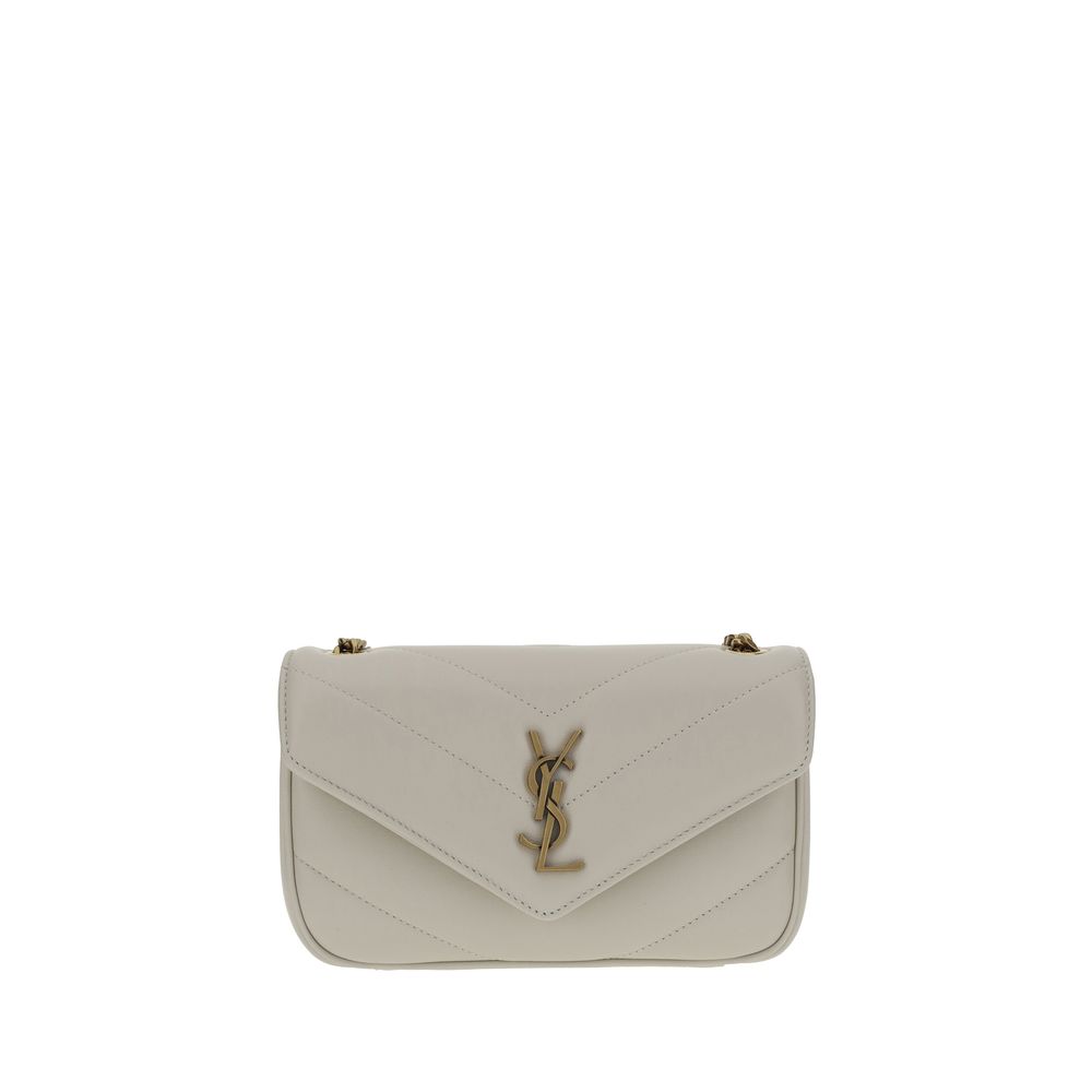 Saint Laurent Lou Lou Shoulder Bag in quilted lambskin with YSL logo and sliding chain handle, elegant designer handbag.
