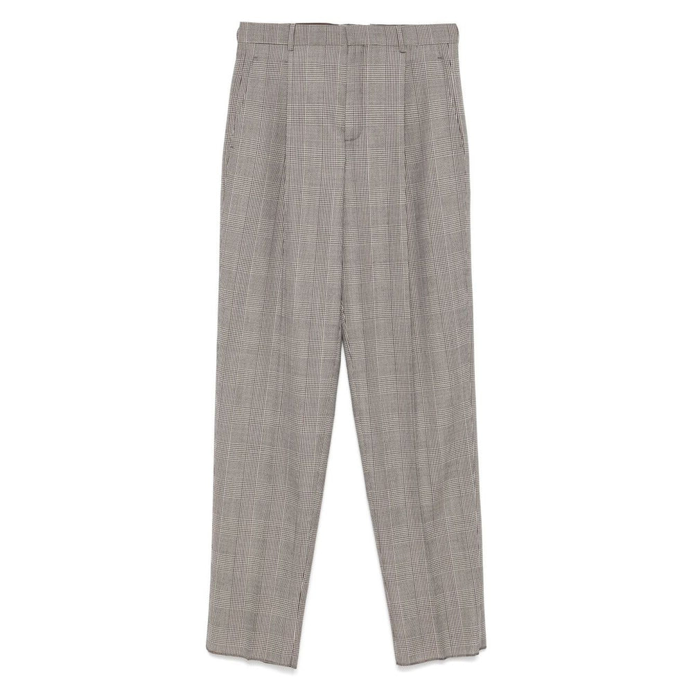 Light brown wool Saint Laurent trousers with concealed front fastening, side and rear pockets, and belt loops.