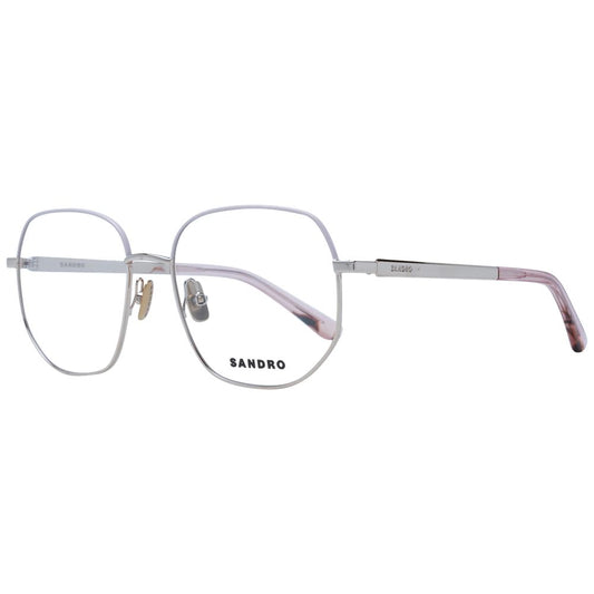 Sandro Pink Women Glasses Frame, rose metal full-rim with demo lenses and round style, size 54-17-135, includes branded case.