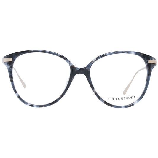 Scotch & Soda Black Women Glasses Frame, full-rim round design with plastic black frame, demo lenses, size 47-22-140.