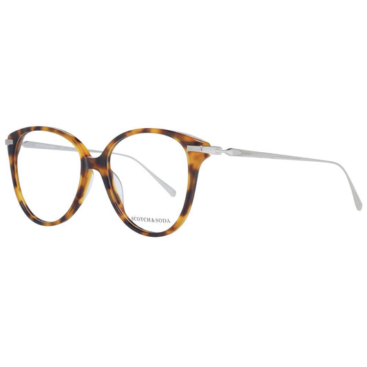 Scotch & Soda Brown Women Glasses Frame, acetate full-rim butterfly style, size 54-18-140, demo lenses.