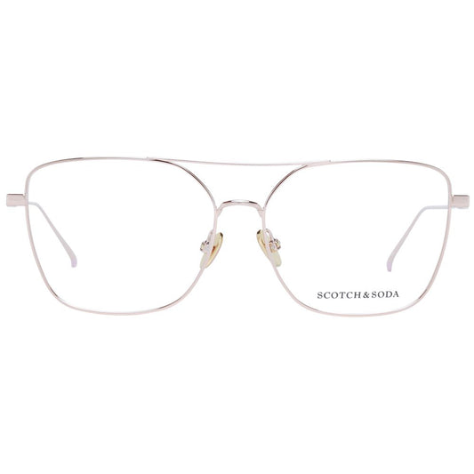 Scotch & Soda Gold Women Glasses Frame in gold metal, full-rim style with a square shape. Frame size 53-17-135, lenses width 53, height 46.