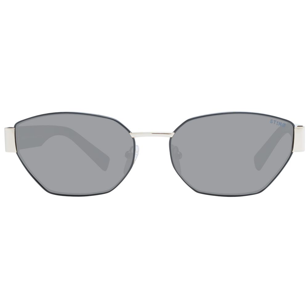 Sting Black Unisex Sunglass with black metal frame and grey full-rim plastic lenses, offering 100% UVA & UVB protection.