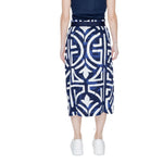 Street One Blue Viscose Long skirt with geometric pattern and practical side pockets for a modern look