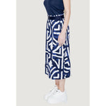 Street One Blue Viscose Long skirt with geometric pattern and side pockets, perfect for a modern and versatile look.