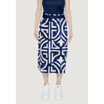 Street One Blue Viscose Long skirt with geometric pattern, model 361455, showcasing a versatile and modern look with side pockets.