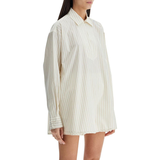 Marni ivory striped cotton top with embroidered logo