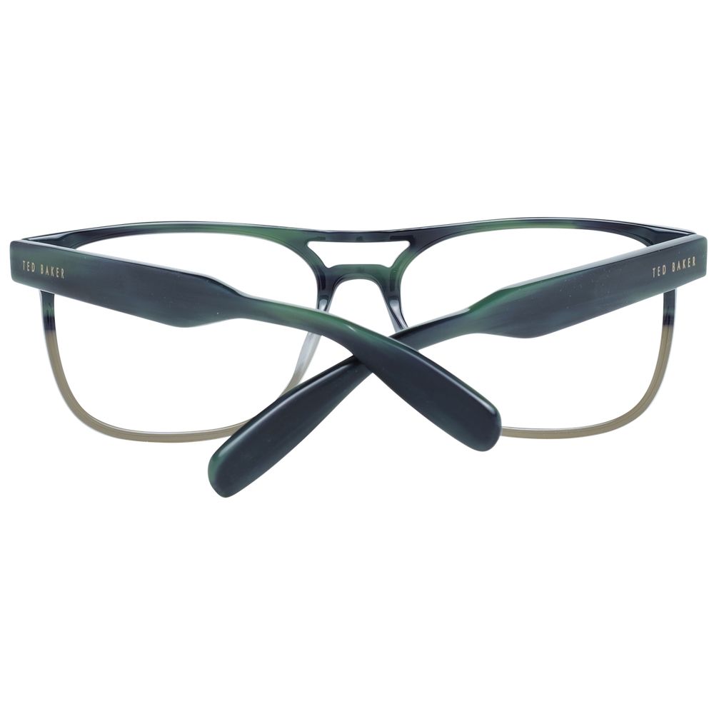 Ted Baker Green Men Glasses Frame in full-rim plastic style, aviator design, lens size 56mm, with branded case, green color.