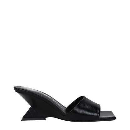 The Attico Black Leather Sandals