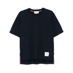 Thom Browne T-shirts and Polos Blue with midnight blue grosgrain side tabs, oversized cotton design, and RWB stripe detailing.