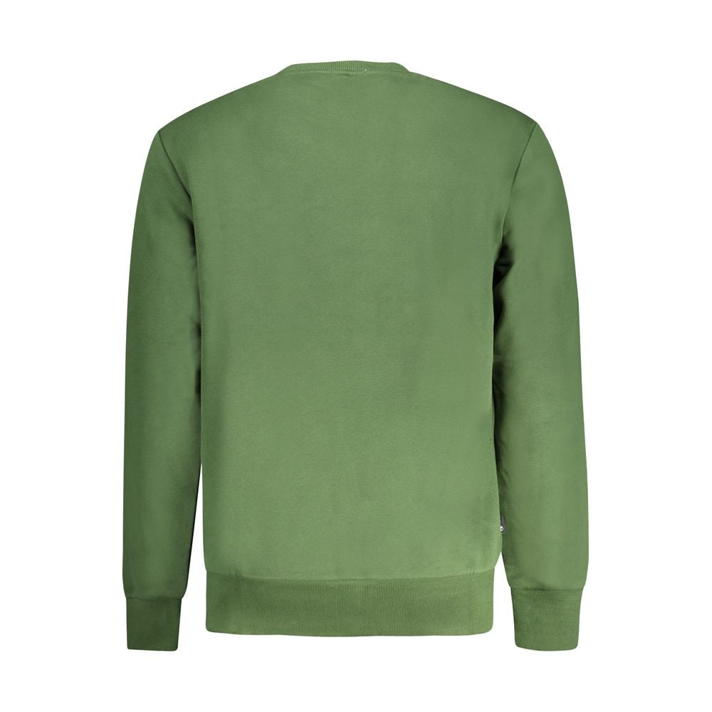 Back view of Timberland Green Cotton Men Sweater showcasing its regular fit and crew neck design.