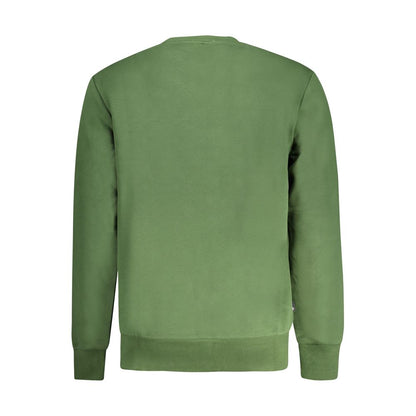 Back view of Timberland Green Cotton Men Sweater showcasing its regular fit and crew neck design.