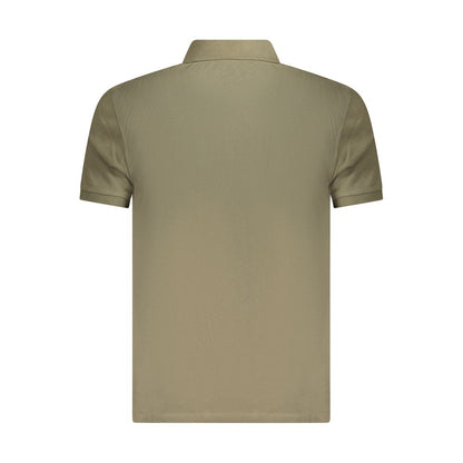 Back view of Timberland Green Cotton Polo Shirt, slim fit, short sleeves, featuring a collar and logo embroidery.