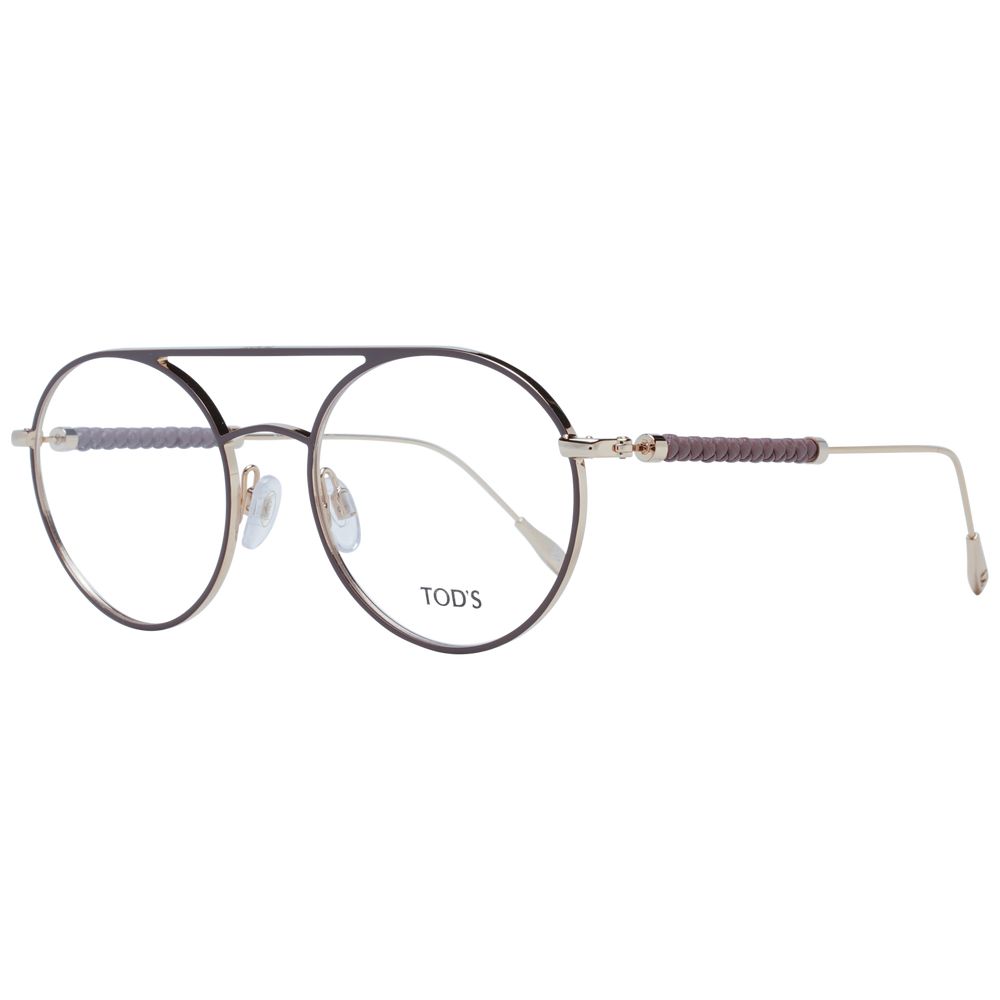 Tod's Brown Women Glasses Frame in full-rim metal with demo lenses, 52mm width, aviator style, includes branded case.