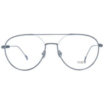 Tod's Gray Men Glasses Frame in gunmetal, full-rim metal aviator design with clear demo lenses, style for men, branded case included.
