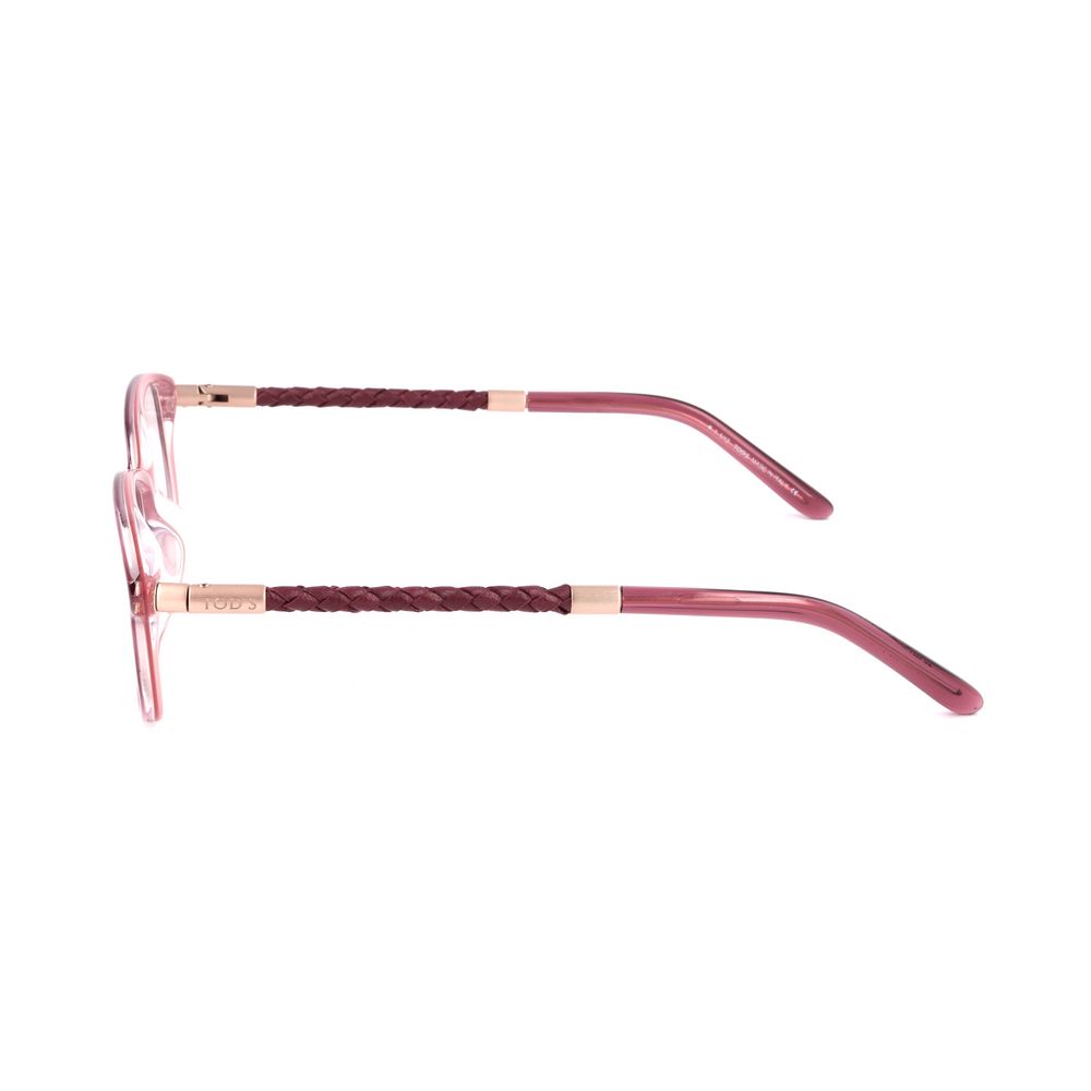 Side view of Tod's Red Acetate Frames for women, model TO4054068, featuring a stylish design and red color, material: acetate.