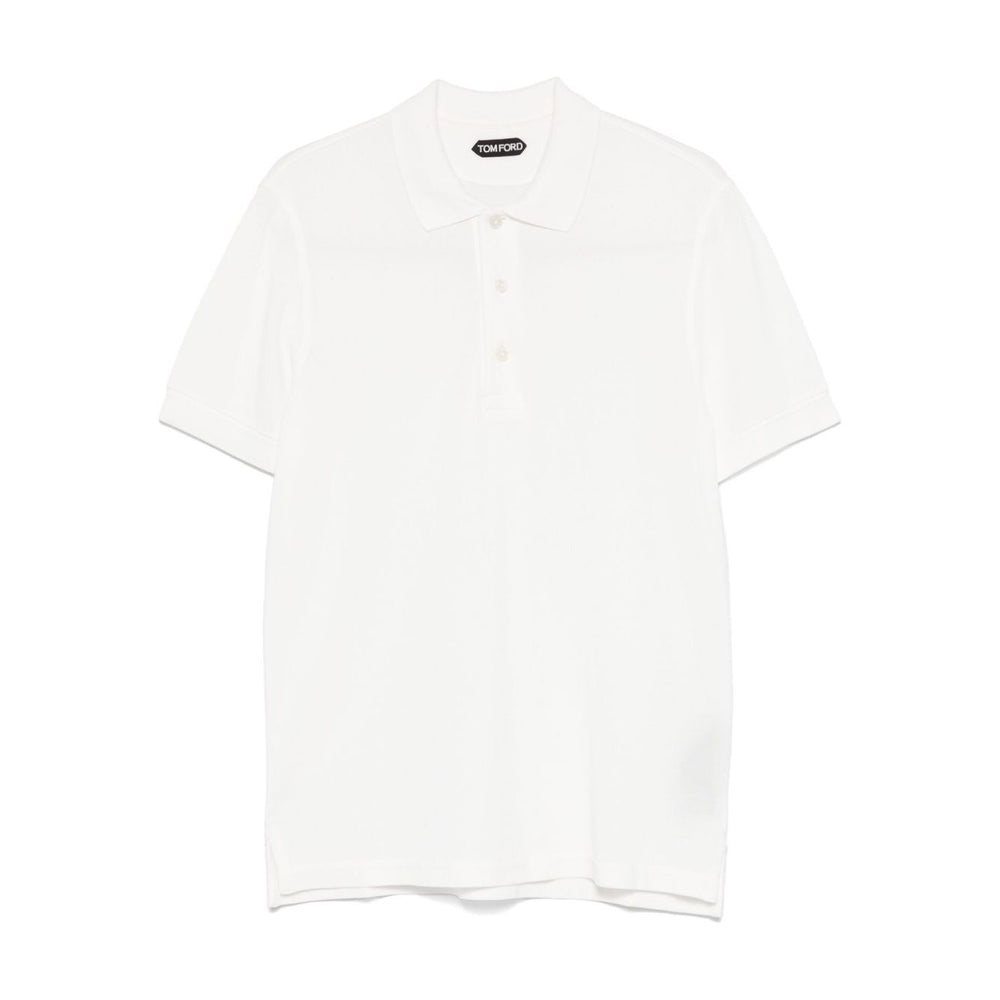 Tom Ford T-shirts and Polos White, featuring button placket, polo collar, short sleeves, straight hem, Lyocell piquet material.