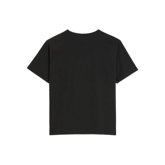 Back view of Valentino Cotton T-Shirt With Le Chat De La Maison Print in black with short sleeves and crew neck.