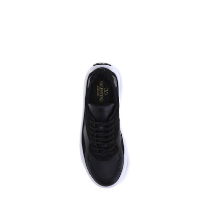 Valentino Garavani Black Calf Leather Bos Taurus Chunky Sneakers