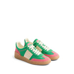 Valentino Garavani Upvillage Sneaker In Crust, hot pink and green panelled design, VLogo Signature, vulcanised-rubber sole, round toe.