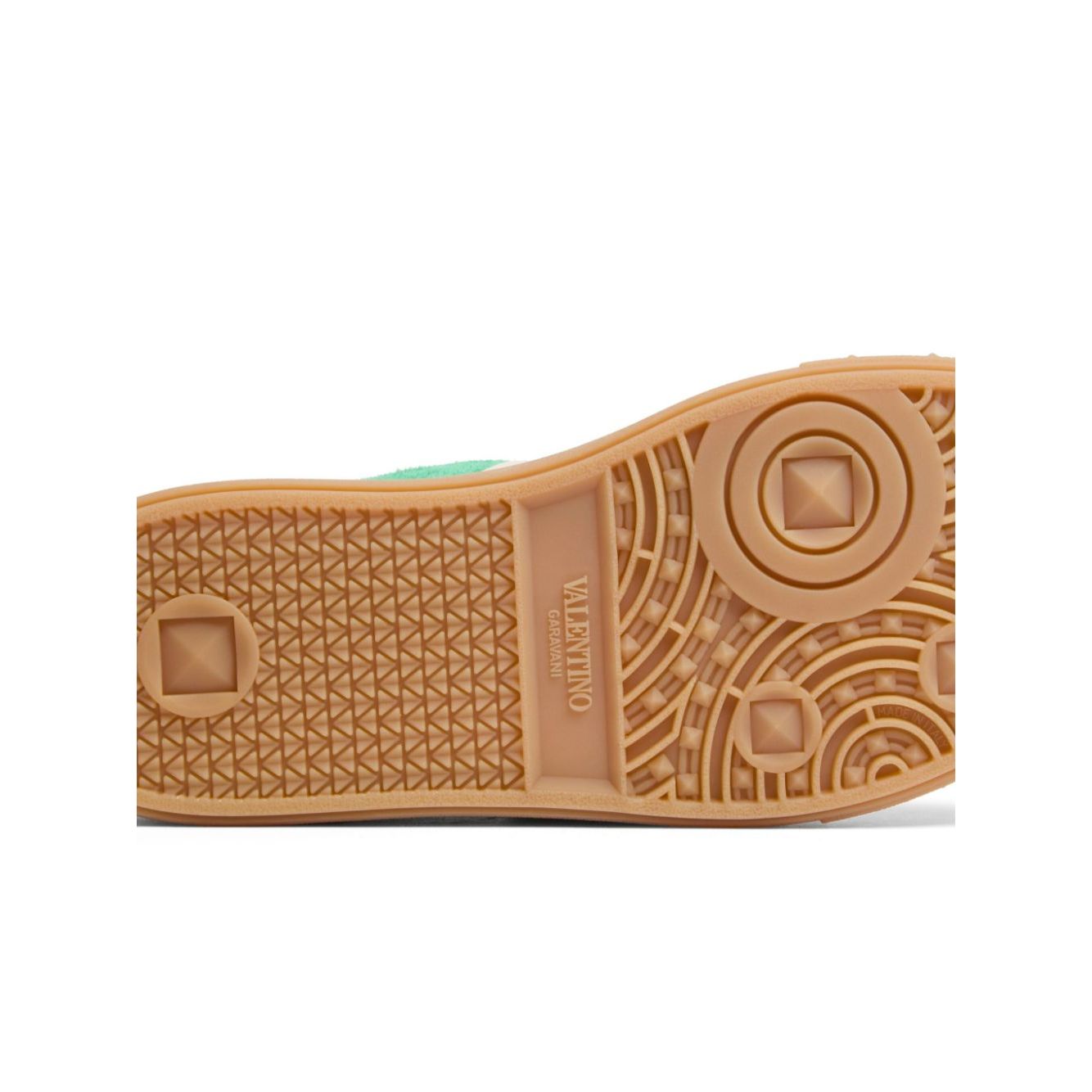 Sole view of Valentino Garavani Upvillage Sneaker In Crust showcasing unique pattern and logo detailing.