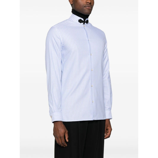 Valentino Striped shirt in light blue with button fastening, buttoned cuffs, and embroidered motif. Perfect ready-to-wear cotton piece.
