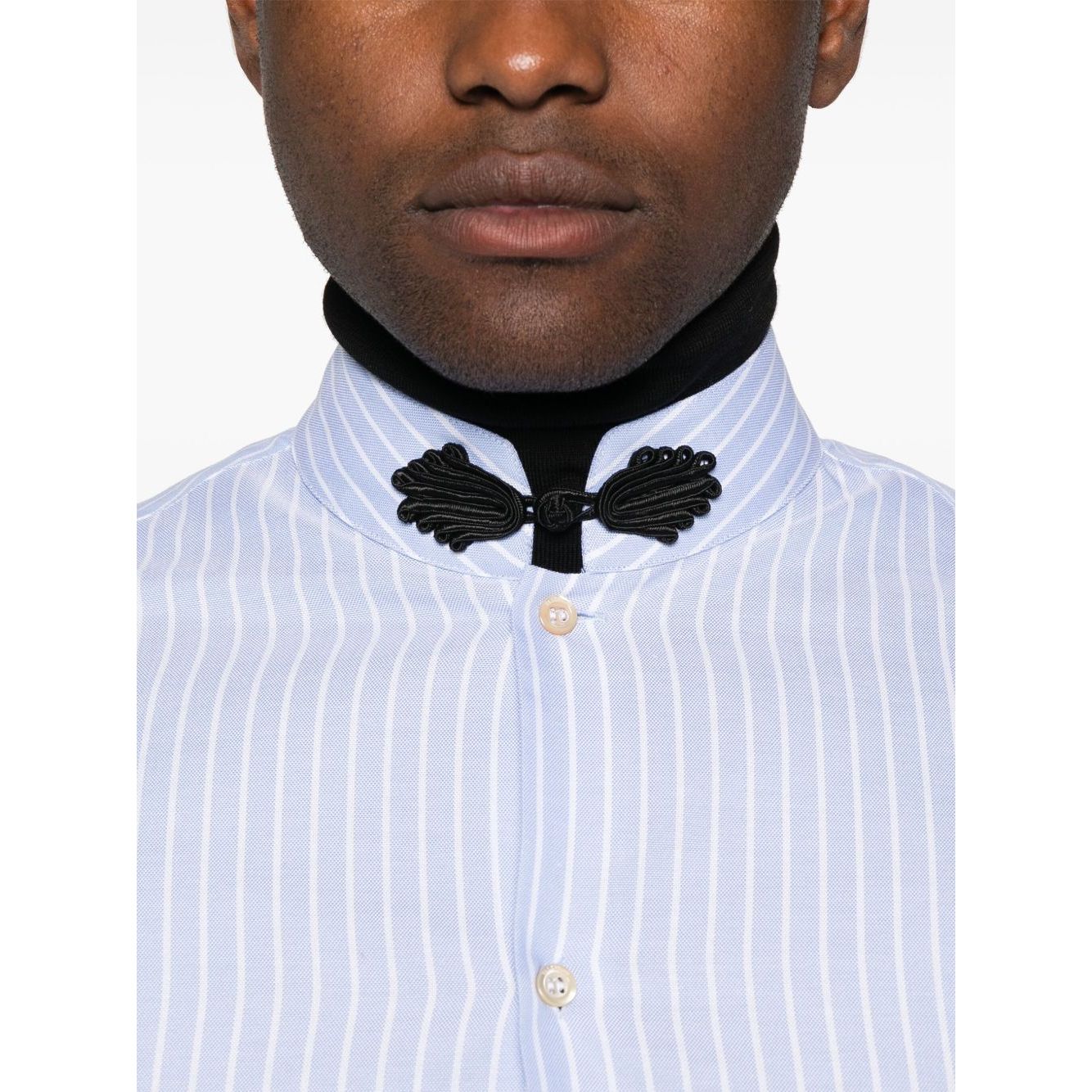 Valentino Striped shirt - light blue cotton with embroidered motif and button fastening.