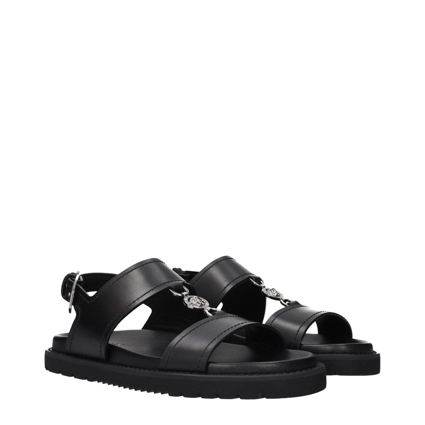 Versace Black Leather Sandals