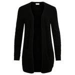 Vila Clothes Black Viscose Cardigan with side pockets, perfect for layering and versatile fashion.