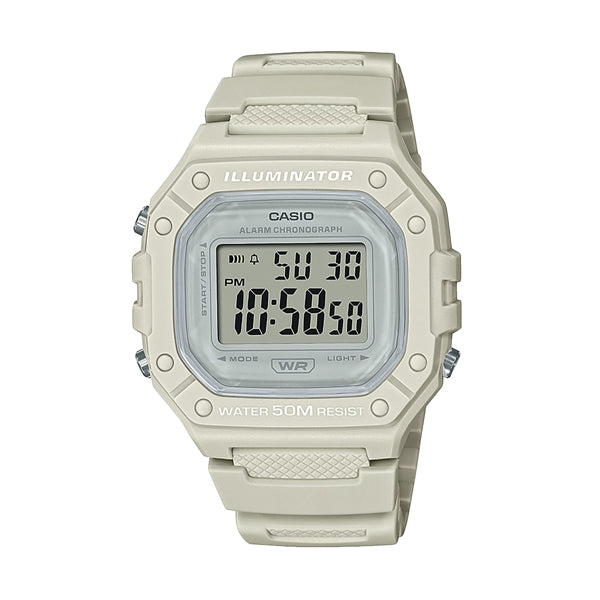 CASIO TIMELESS COLLECTION Mod. SPORT ILLUMINATOR WR 50M. ALARM. CHRONOGRAPH - WHITE - COLORED SERIE W-218HC-8AVEF
