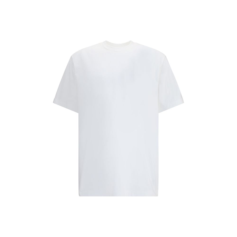 Y-3 White Cotton Sportswear T-shirt with ribbed crew neck and logo graphic, oversized fit, 100% cotton, perfect for comfort and style.